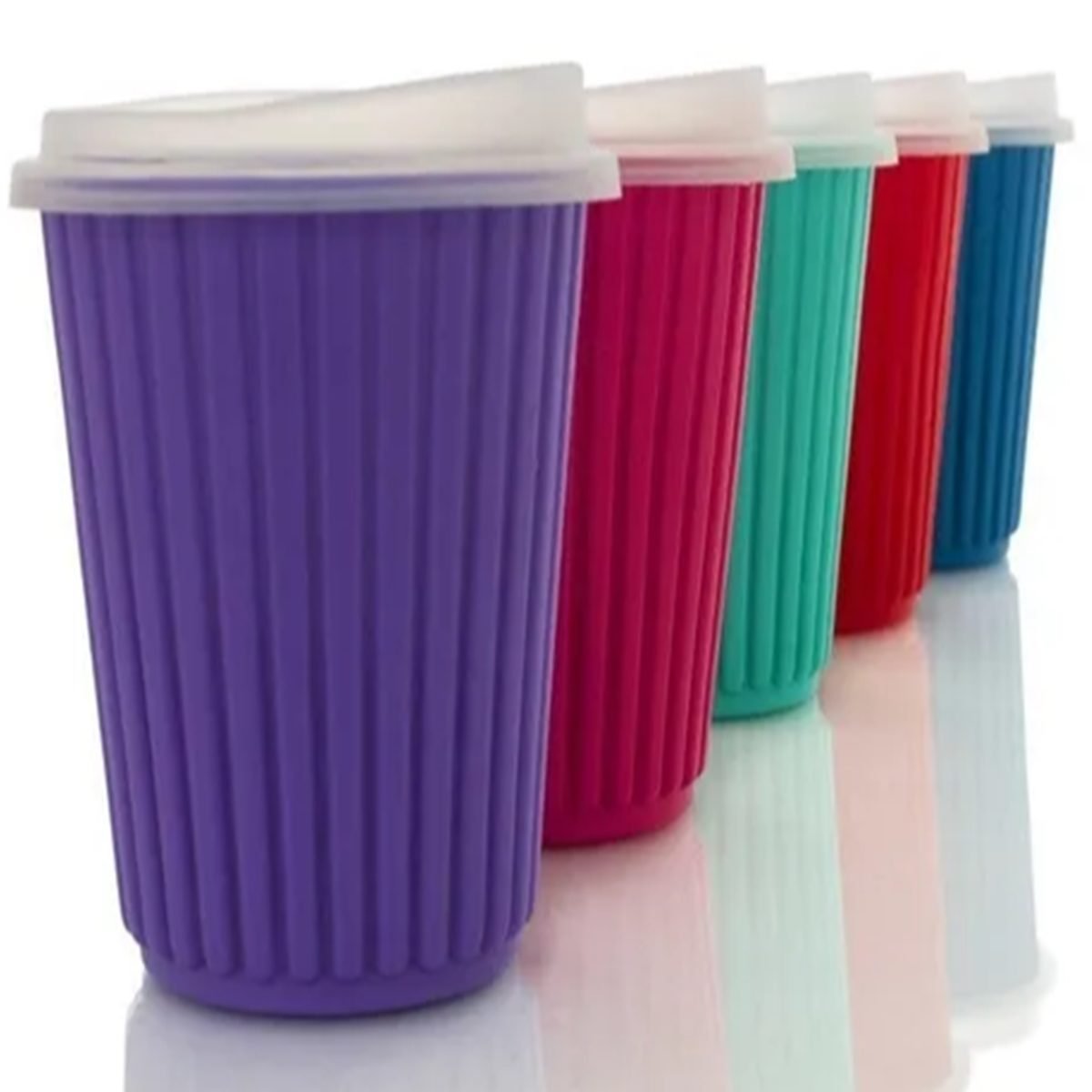 05246AZU Vaso plástico con tapa de silicona - Imagen 1