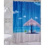 Cortina de baño Poliester Impermeable sin ganchos Playa