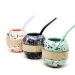 Mate ceramica y cuerina cocida a mano