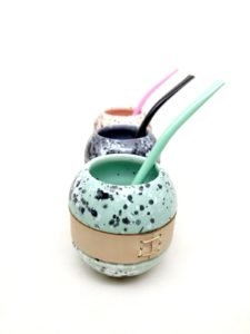 Mate ceramica y cuerina cocida a mano - Imagen 3