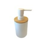 Dispenser blanco pvc con madera para jabón liquido