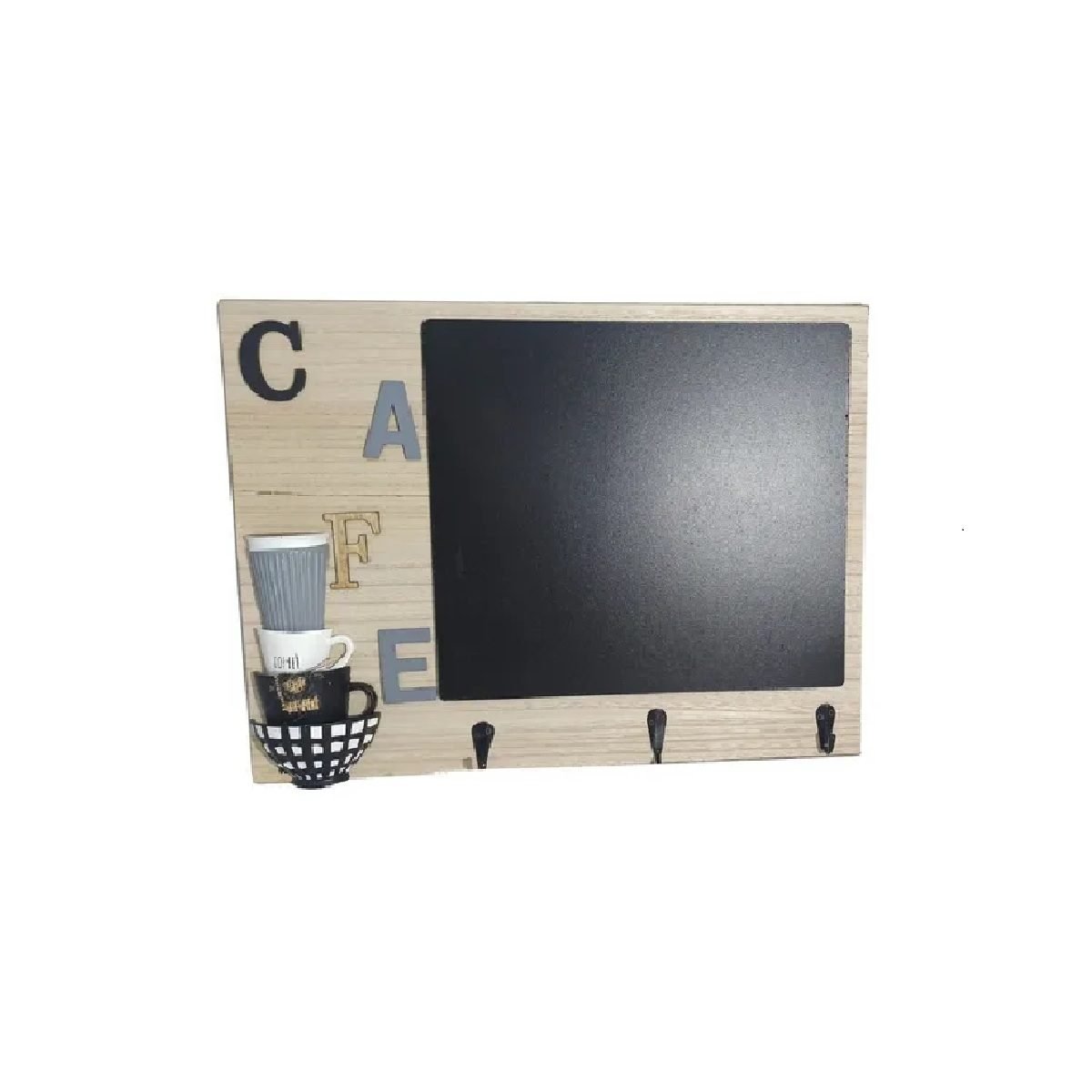 07966 Pizarra Perchero De Madera Café - Imagen 1