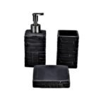 Set de baño X 3 Bath Piedras Negro Ceramica