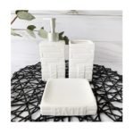 Set de baño X 3 Bath Piedras Blanco Ceramica - Imagen 3