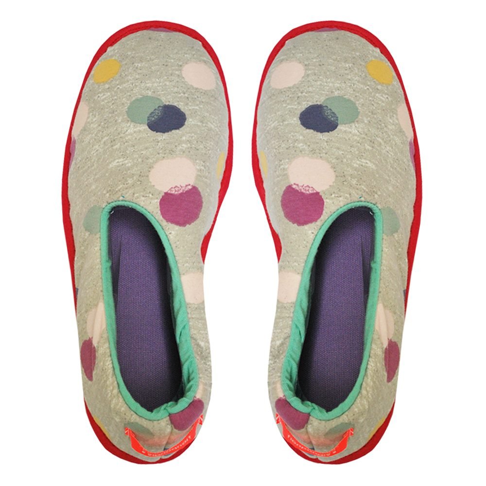 Gris fucsia Pantuflas floripondias de invierno para mujer motas de color - Imagen 1