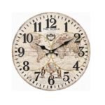 Reloj metal de pared vintage mapamundi