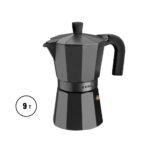 Cafetera moka italiana aluminio vitro noir 9 pocillos