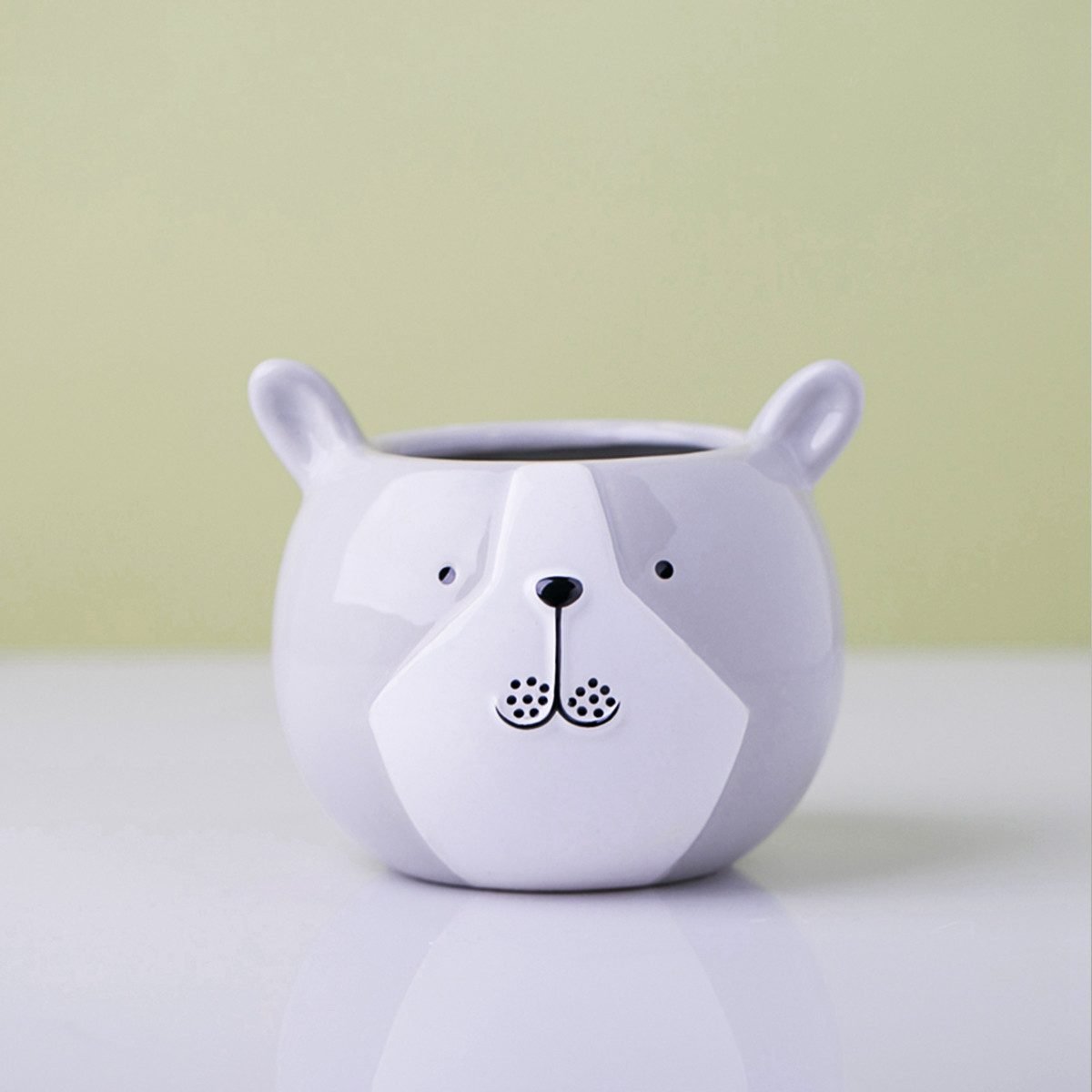 8571 Maceta de ceramica redonda oso gris - Imagen 1
