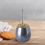 Mate de ceramica nacar con brillo holografico