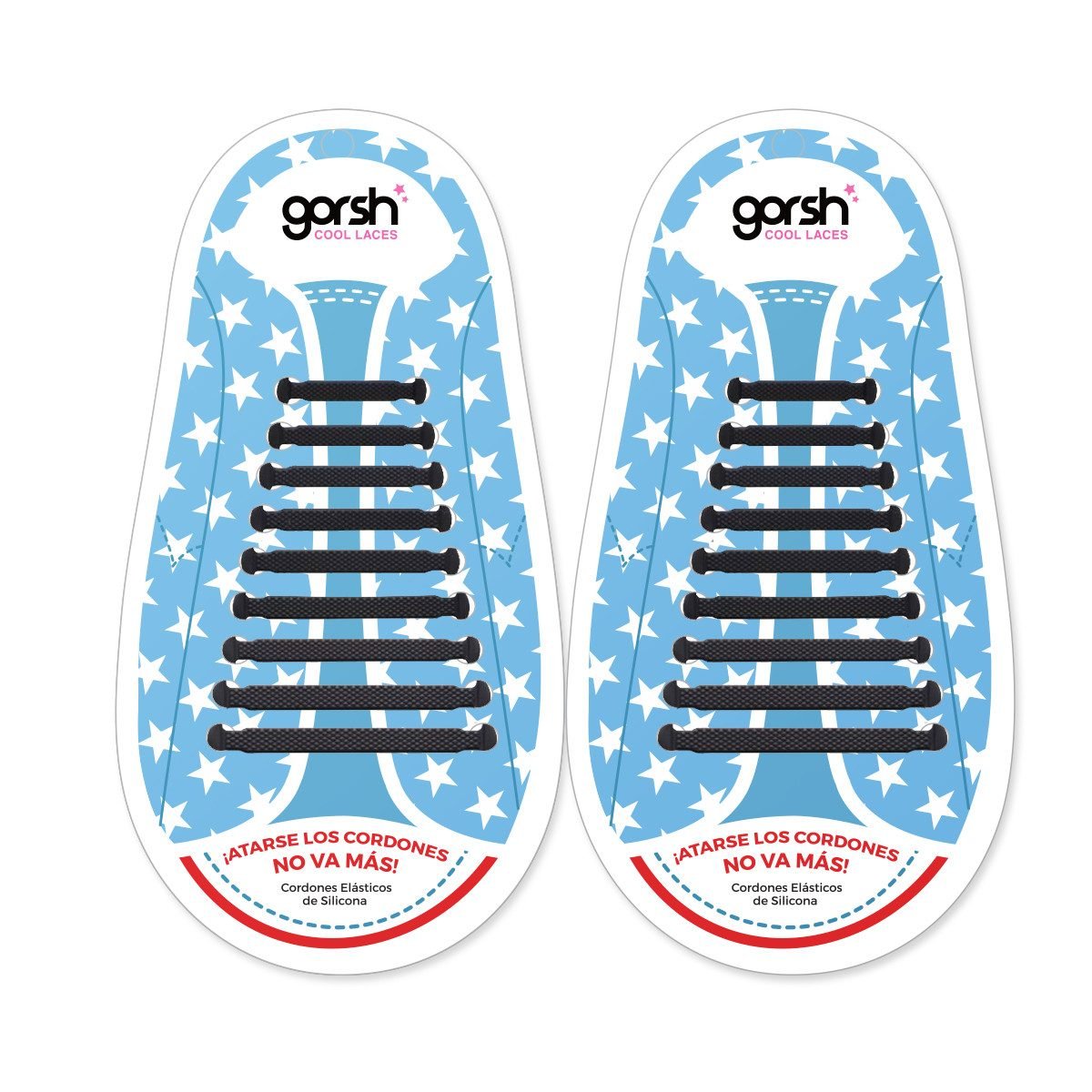 cordones Cordones de silicona elasticos negros - Imagen 1