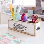 Organizador de cocina porta utensillos de madera rustico 3 divisiones - Imagen 3