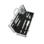 Kit parrillero 4 utensillos de acero inoxidable maletin de aluminio - Imagen 3