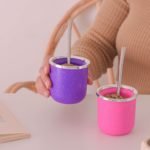 Mate plástico silver glitter