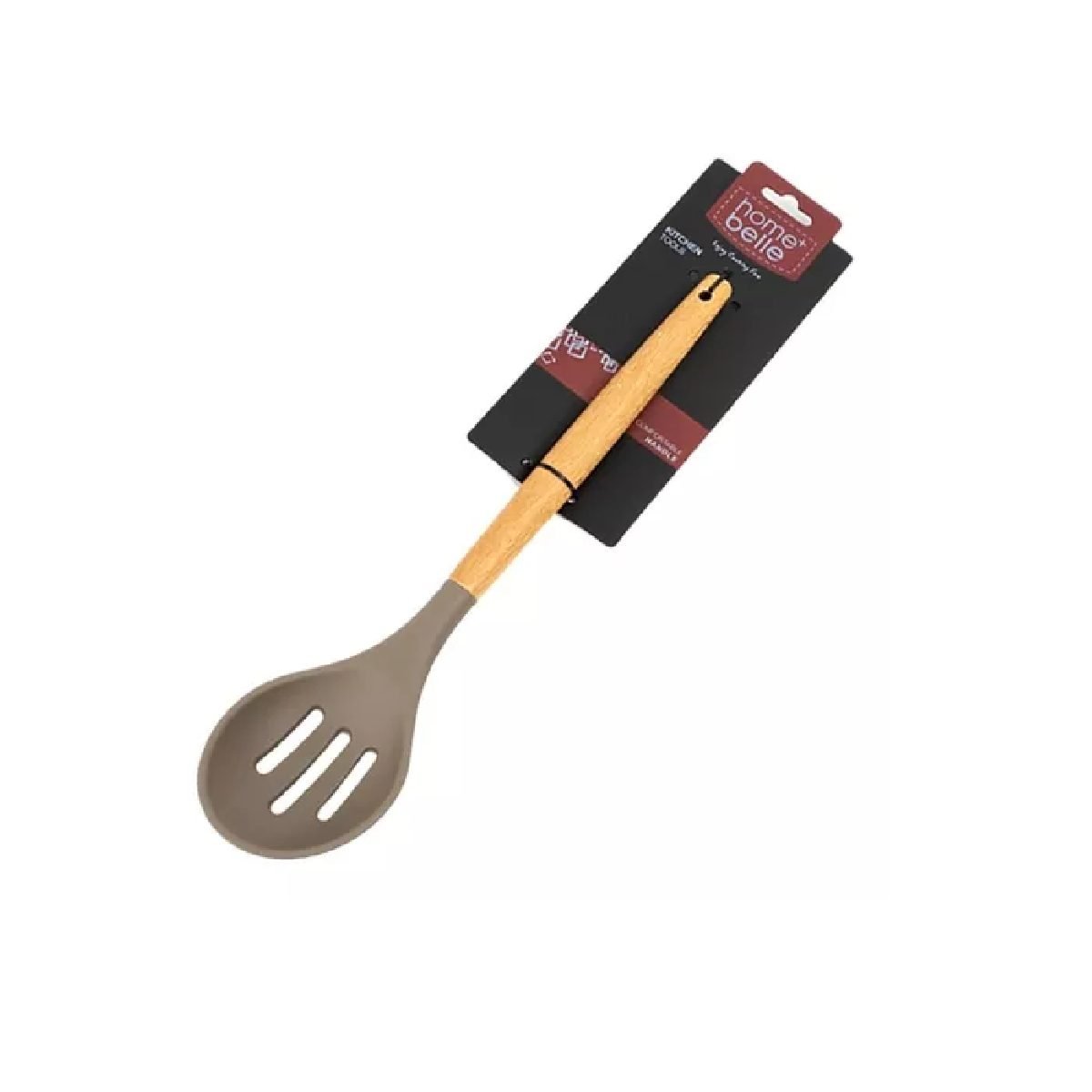 2 Cuchara escurridor de cocina mango madera punta silicona - Imagen 1