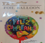 Globo feliz cumple metalizado redondo con frase