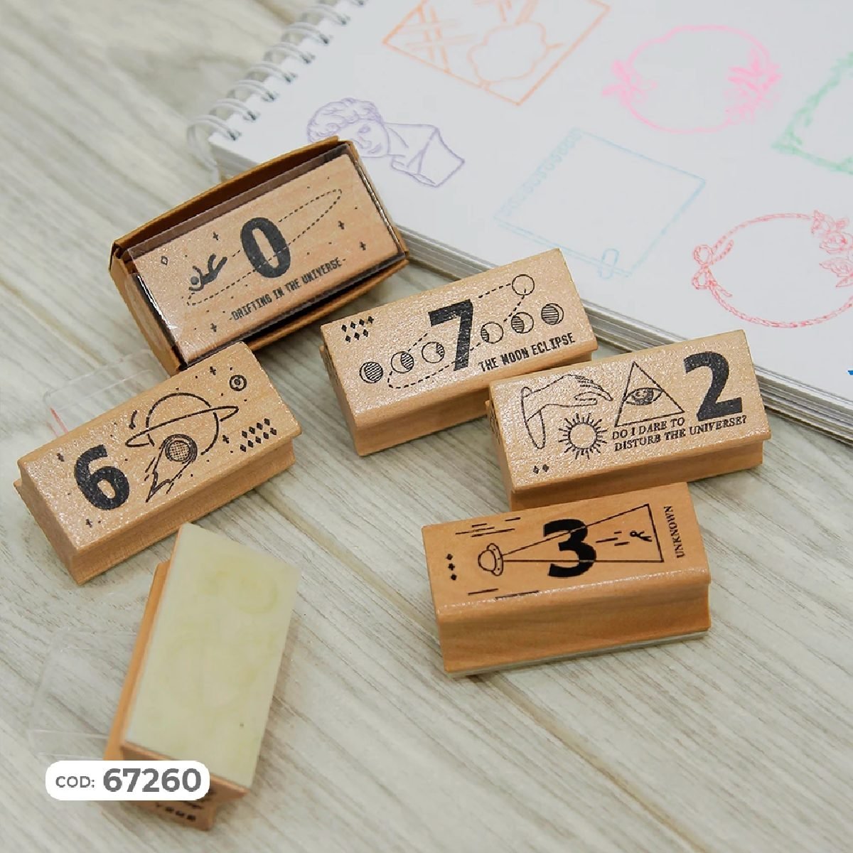 55 Sellos de madera espaciales decorativos - Imagen 1