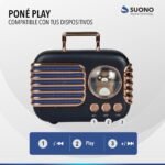 Parlante mini retro inalambrico portatil con mascota - Imagen 2