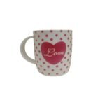Tazas de porcelana blanca corazon fucsia