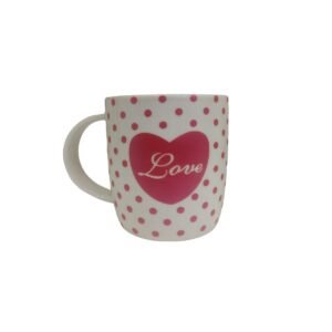 Tazas de porcelana blanca corazon fucsia