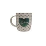 Tazas de porcelana blanca corazon verde