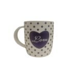 Tazas de porcelana blanca corazon violeta