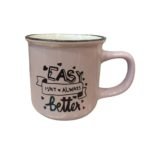 Taza retro ceramica con frase "easy"