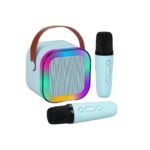 Parlante karaoke con 2 microfonos inalambricos recargable Bluetooth led - Imagen 9
