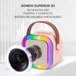 Parlante karaoke con 2 microfonos inalambricos recargable Bluetooth led - Imagen 8