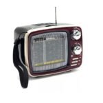 Radio portatil retro vintage forma de TV bluetooth am/fm usb recargable