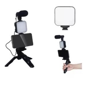 Kit streaming luz led iluminador cámara celular micrófono