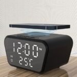 Reloj digital espejado cargador inalámbrico alarma temperatura ambiental - Imagen 6
