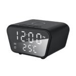 Reloj digital espejado cargador inalámbrico alarma temperatura ambiental - Imagen 3