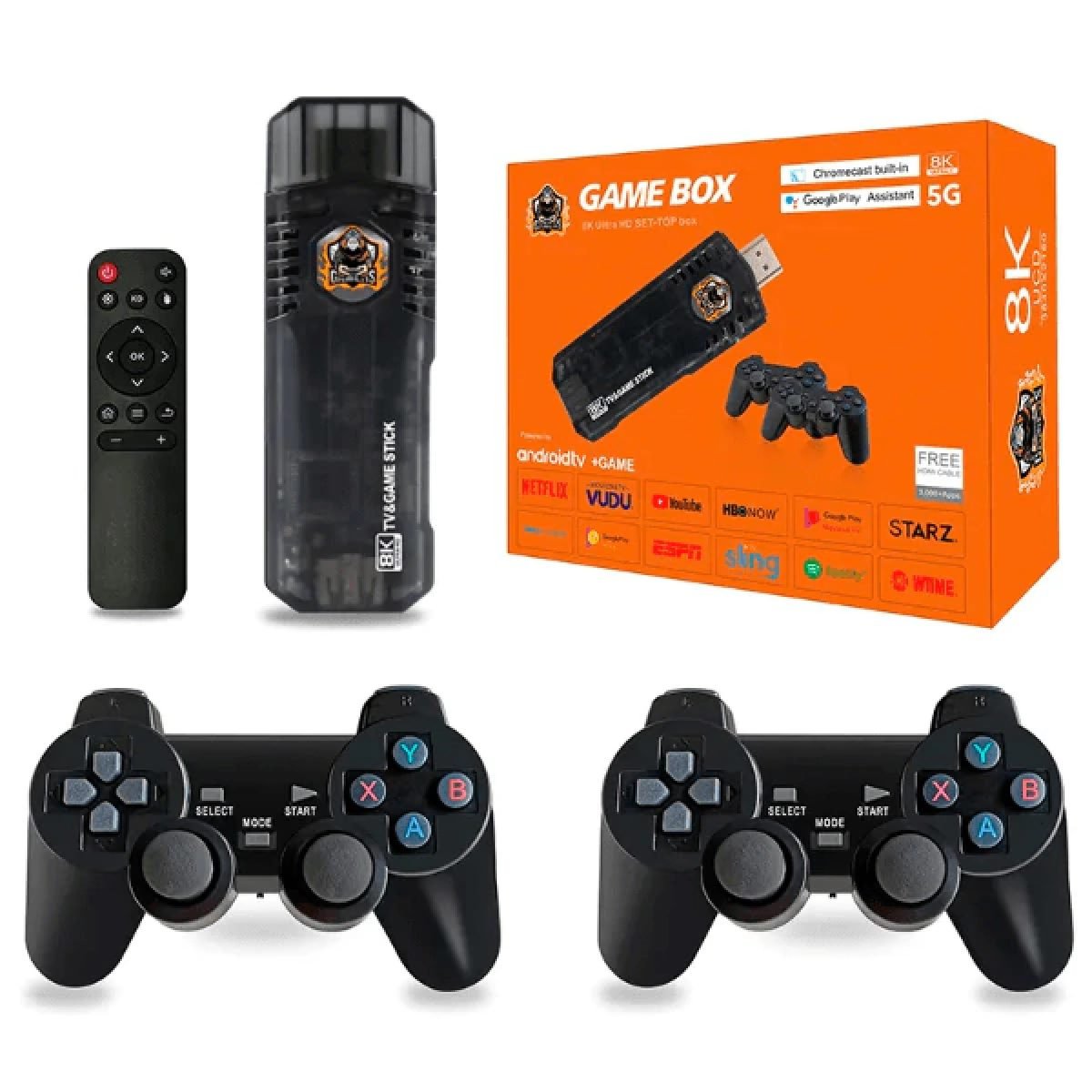 01969 Tv stick + Consola de videojuegos Stick Lite 8K Joystick inalámbrico doble de 64GB con 10000 juegos Retro - Imagen 1