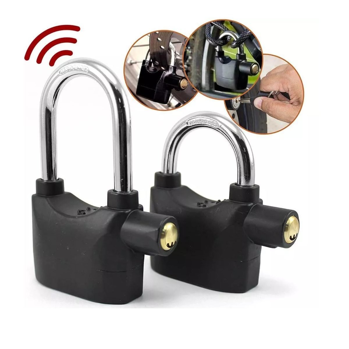 02309.-. Candado con alarma traba disco moto bici - Imagen 1