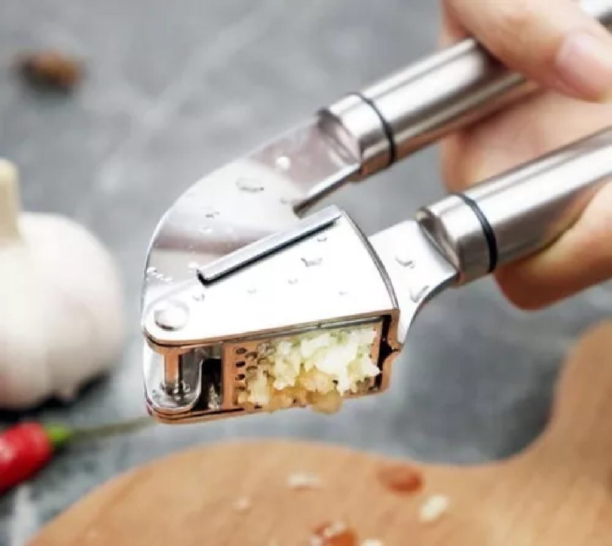 06245 Aprieta prensador triturador de ajo acero inoxidable cocina - Imagen 1