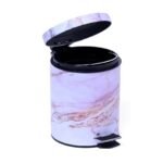 Tacho de basura a pedal simil marmol blanco