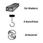 Porta llave de madera caja 4 ganchos Keys - Imagen 2