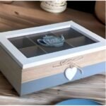 Caja de te madera grande corazon
