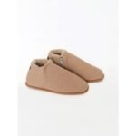 Pantuflas Bota Floripondias Net Corderito Nougat con cierre