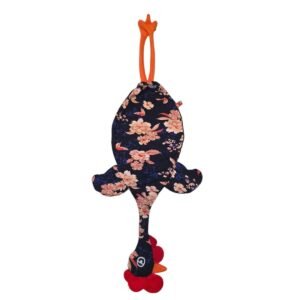 Dispenser Organizador de Bolsas Gallina Etelvina Flores Azul Oscuro y Rosa