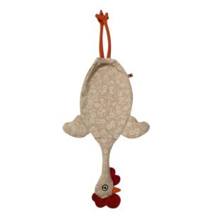 Dispenser Organizador de Bolsas Gallina Etelvina Flores Beige y Blanco