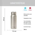 BOTELLA TERMICA TAPA PULSADOR 360 500ML ACERO ACERO - Imagen 4