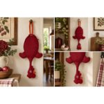 Dispenser Organizador de Bolsas Gallina Etelvina Lunares Chicos Rojo y Negro en uso en la cocina