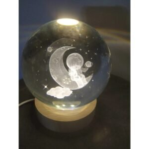 ESFERA CRISTALM LED CALIDA 8CM ASTRONAUTA LUNA